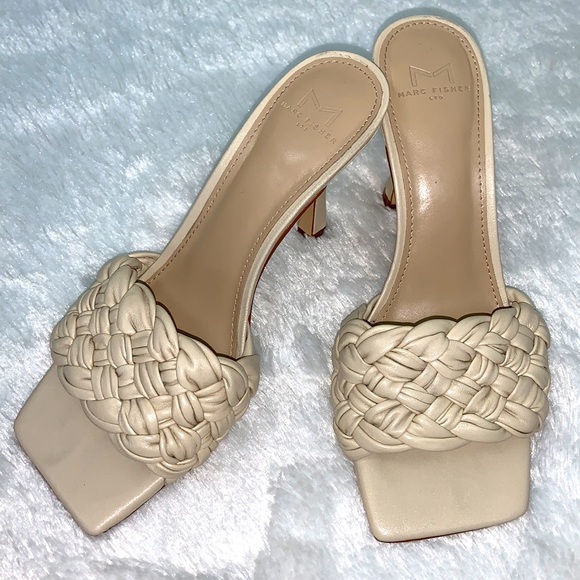 🌷Marc Fisher Tan Leather Square Toe Slide Size 7 - Picture 5 of 11